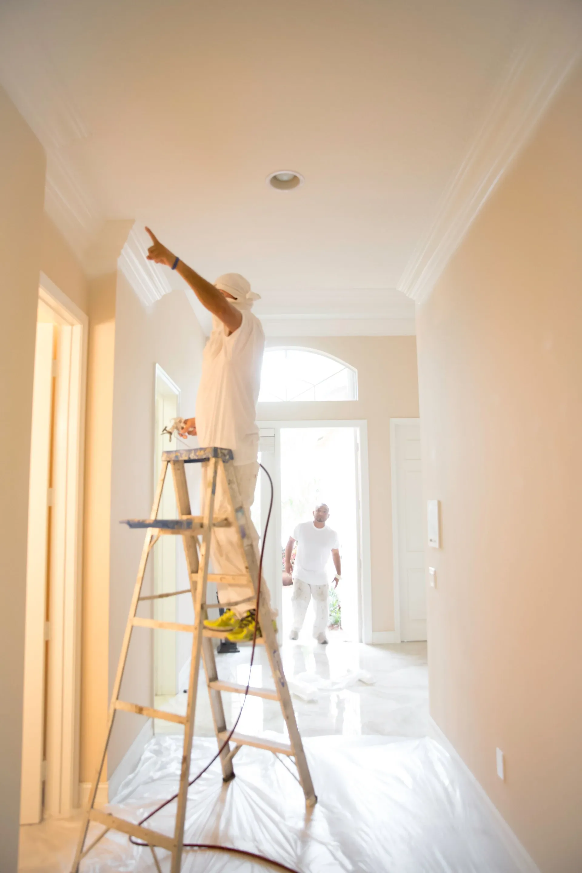 Freshly repainted interior wall in a Camden home