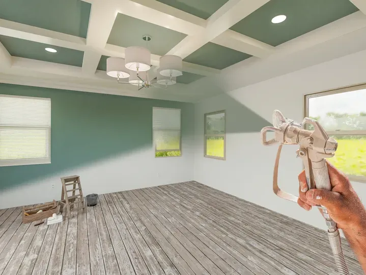 Airless spray painting a ceiling for a flawless finish in Camden